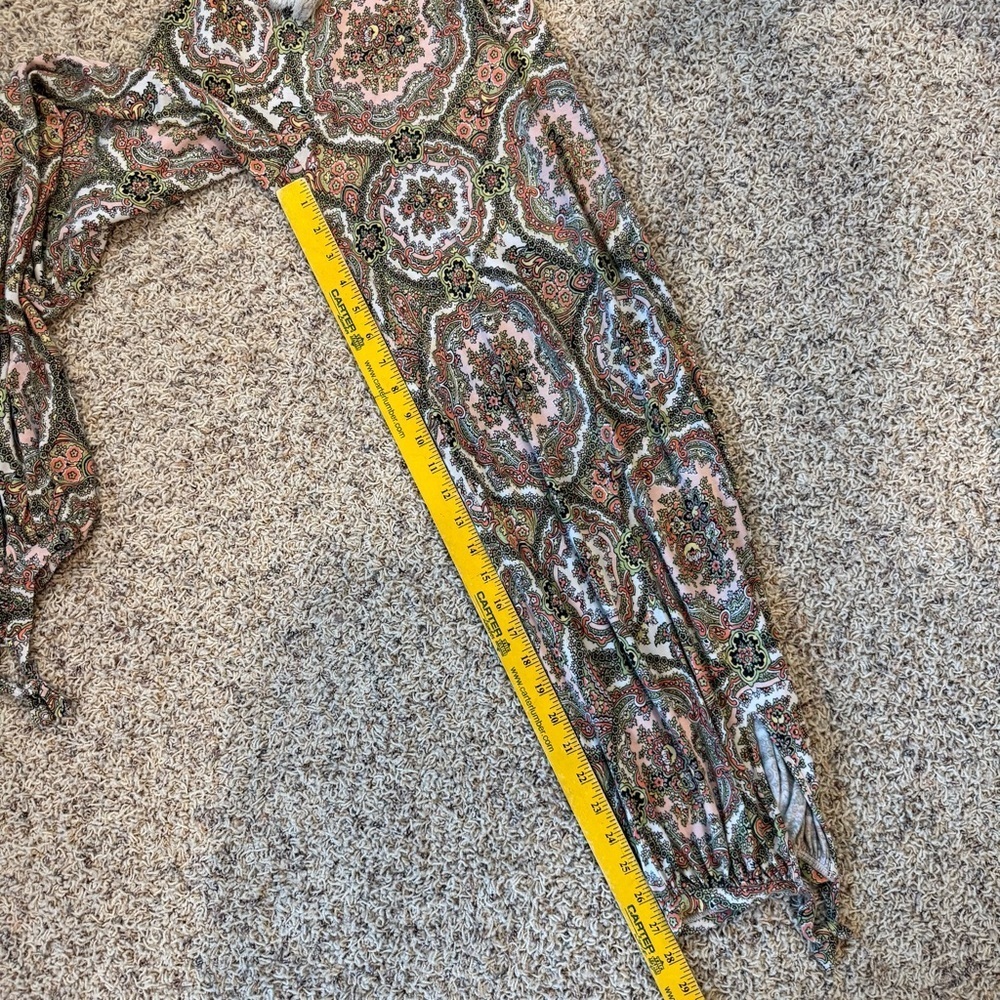 Anthropologie Artsy Boho Hippie Harem Pants Medium Paisley Pink Green White - Picture 8 of 13
